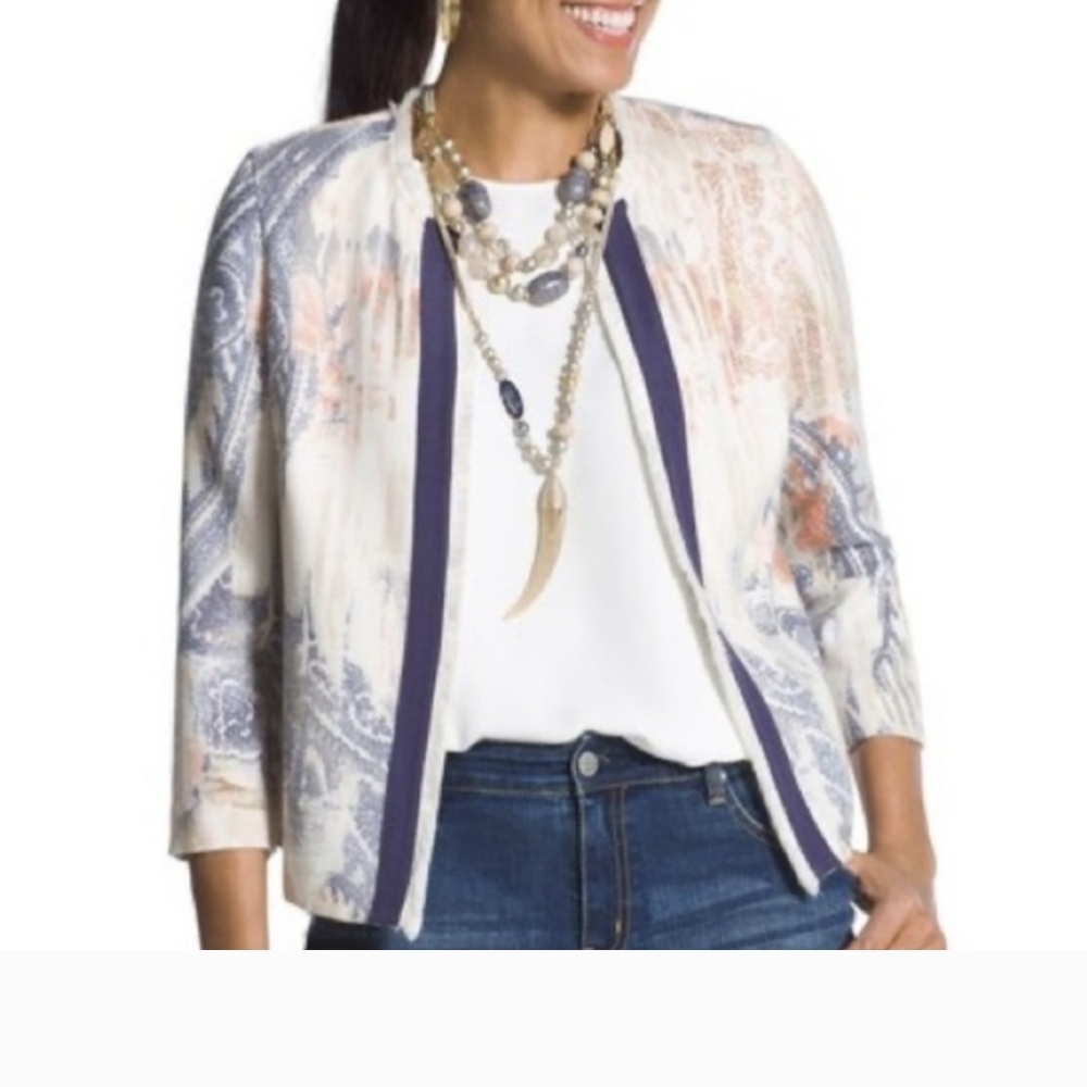 Chico's Open Front Paisley Jacet